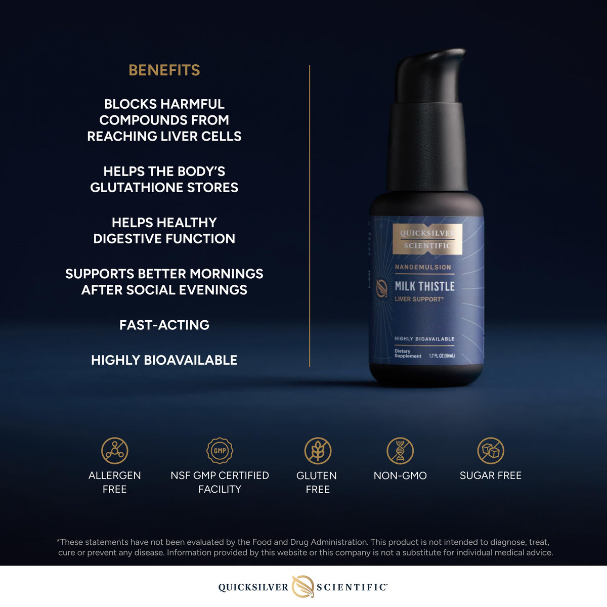 Quicksilver Scientific Nanoemulsified Milk Thistle - Silymarin Liquid with Liposome Delivery System - Immune, Detox + Liver Cleanse Support (1.7oz / 50ml) Quicksilver ScientificBuy Supplements Australia