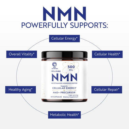 NMN Supplement 500mg | 99% Pure | NAD+ Precursor for Cellular Energy, Longevity, Repair, and Healthy Aging Support | Third-Party Tested & Non-GMO | Nicotinamide Mononucleotide | 60 NMN Capsules Nobi NutritionBuy Supplements Australia