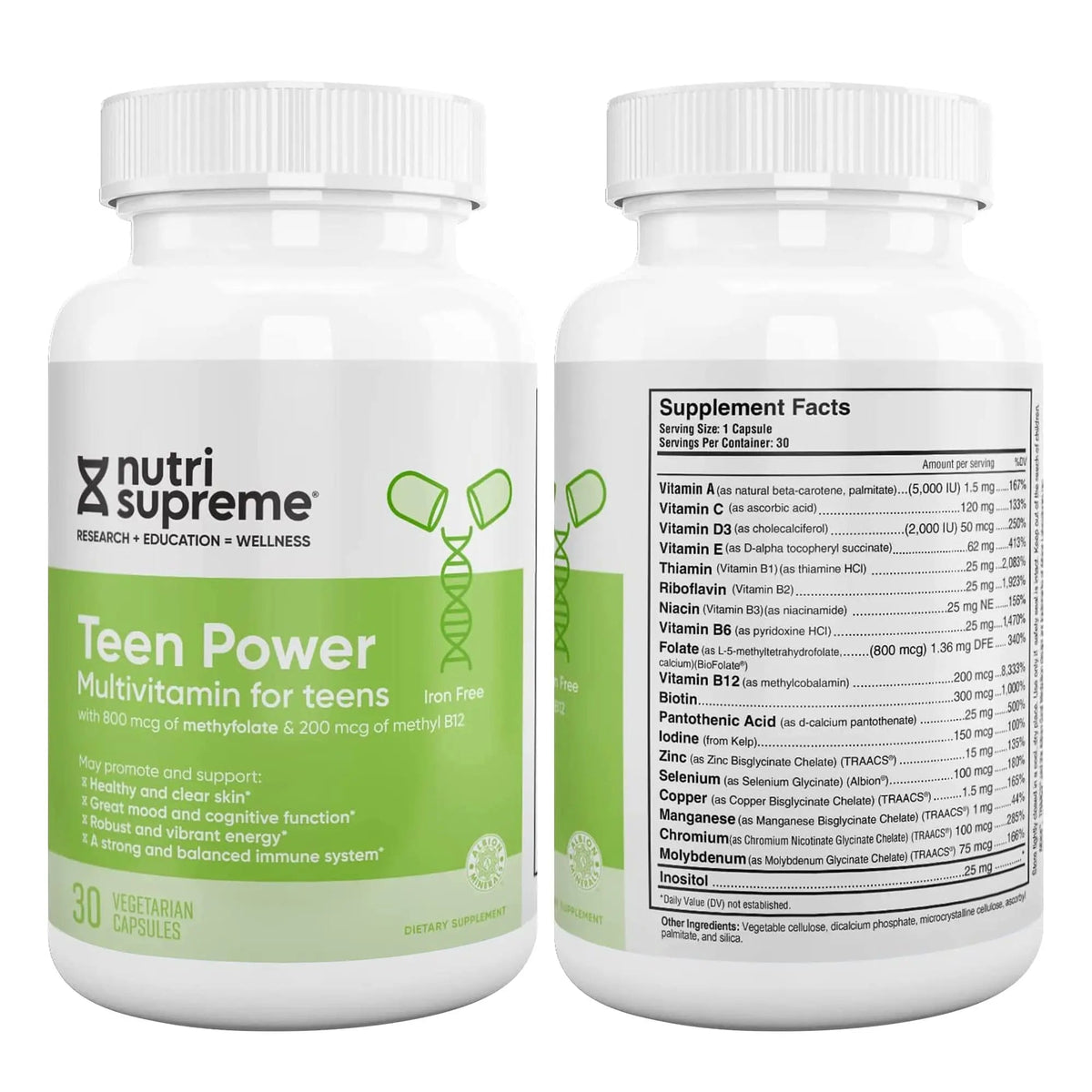 Nutri Supreme Teen Multivitamin for Boys and Girls 12-17, Best Kosher One Per Day Teen Vitamins, Formulated for Teen Development NUTRI-SUPREME RESEARCH