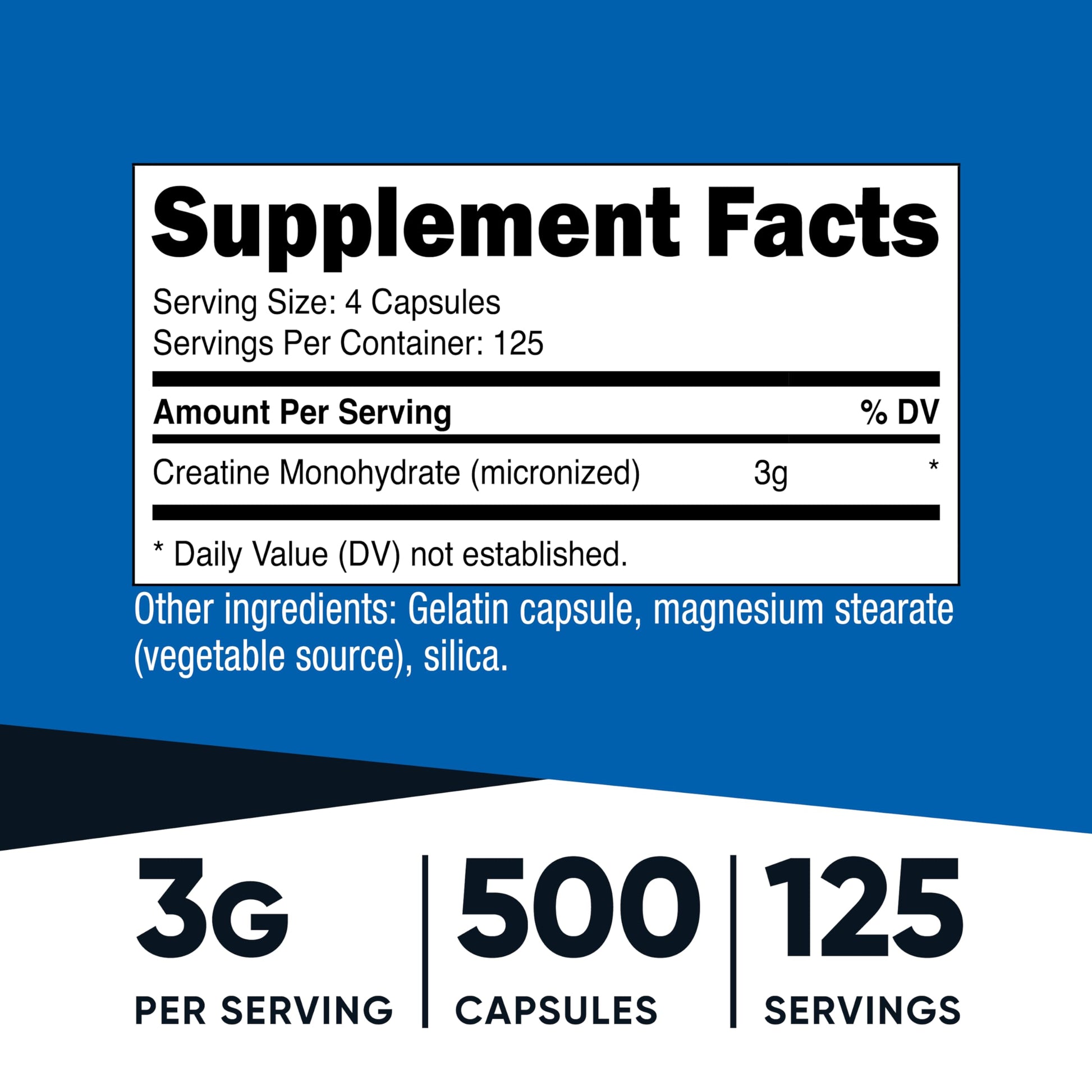Nutricost Micronized Creatine Monohydrate 3,000mg 500 Capsules, 125 Servings, 750mg of Creatine Monohydrate Per Capsule NutricostBuy Supplements Australia