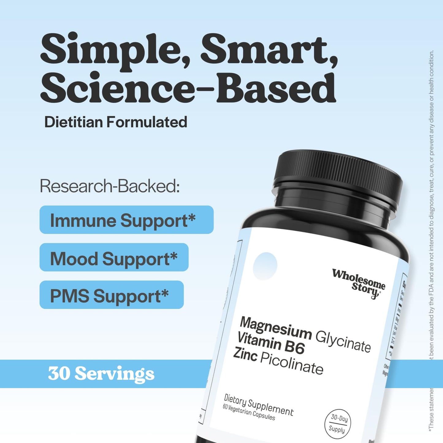 Zinc Picolinate, Magnesium Glycinate Supplements with P5P Vitamin B6 | Magnesium and Zinc Vitamin | Reproductive & Fertility Health, Hormone Balance, Immune System Support | 30 Day Supply Wholesome StoryBuy Supplements Australia