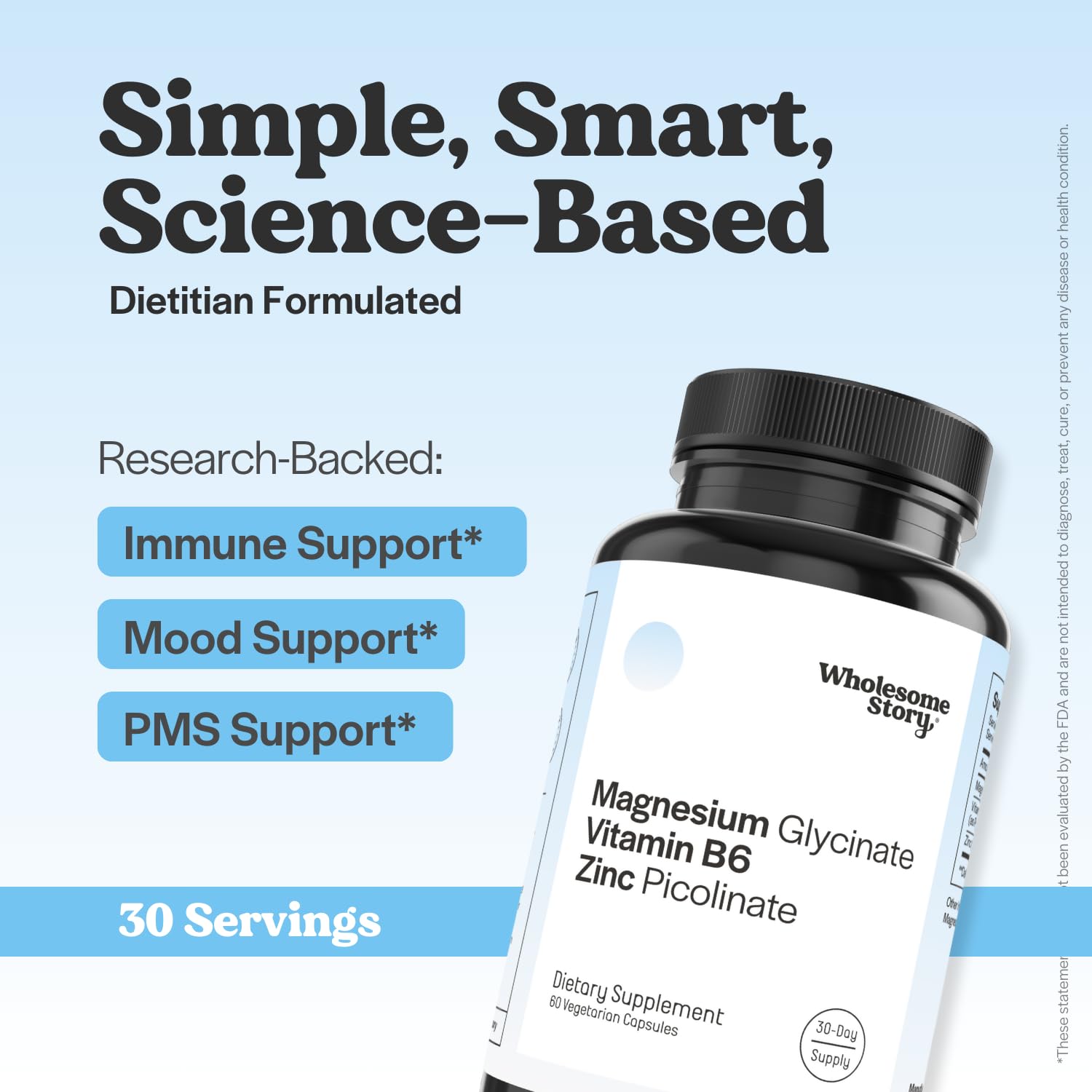 Zinc Picolinate, Magnesium Glycinate Supplements with P5P Vitamin B6 | Magnesium and Zinc Vitamin | Reproductive & Fertility Health, Hormone Balance, Immune System Support | 30 Day Supply Wholesome StoryBuy Supplements Australia