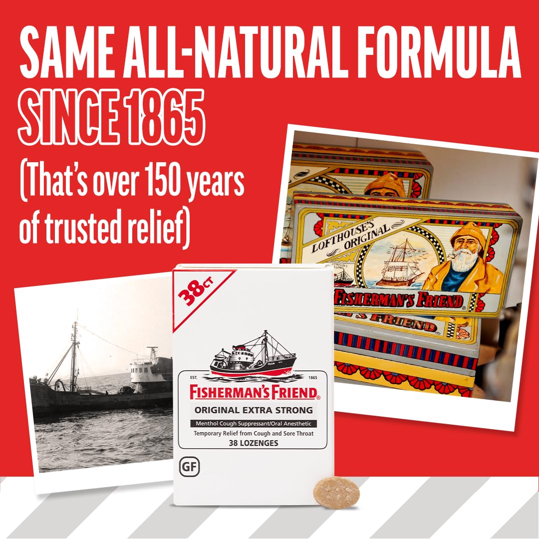 Fisherman's Friend Original Extra Strong Cough Lozenges (38 Drops x 6-Pack), 10mg Natural Menthol, Cooling Relief from Sore Throat, Persistent Cough & Everyday Irritation, Vegan & Gluten-Free Fisherman's Friend buy supplements Au