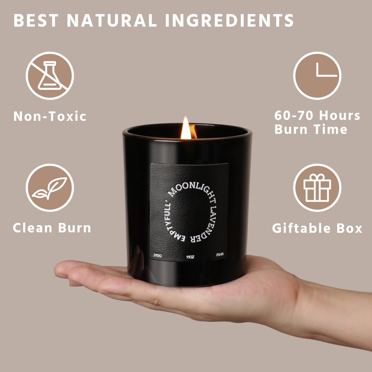 EMPTYFULL Lavender Scented Candles, Wood Wick, 11 oz Large Candle, Natural Soy Candles EmptyfullBuy Supplements Australia