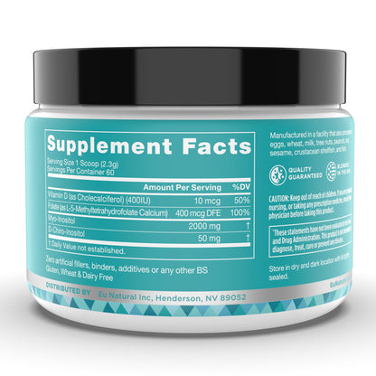 Eu Natural Regulate MAX Myo-Inositol & D-Chiro Inositol Supplement Powder for Women with Vitamin D & Folate Nutritional Support, Hormone Balance & Fertility Support, Unflavored 60 Servings Eu NaturalBuy Supplements Australia