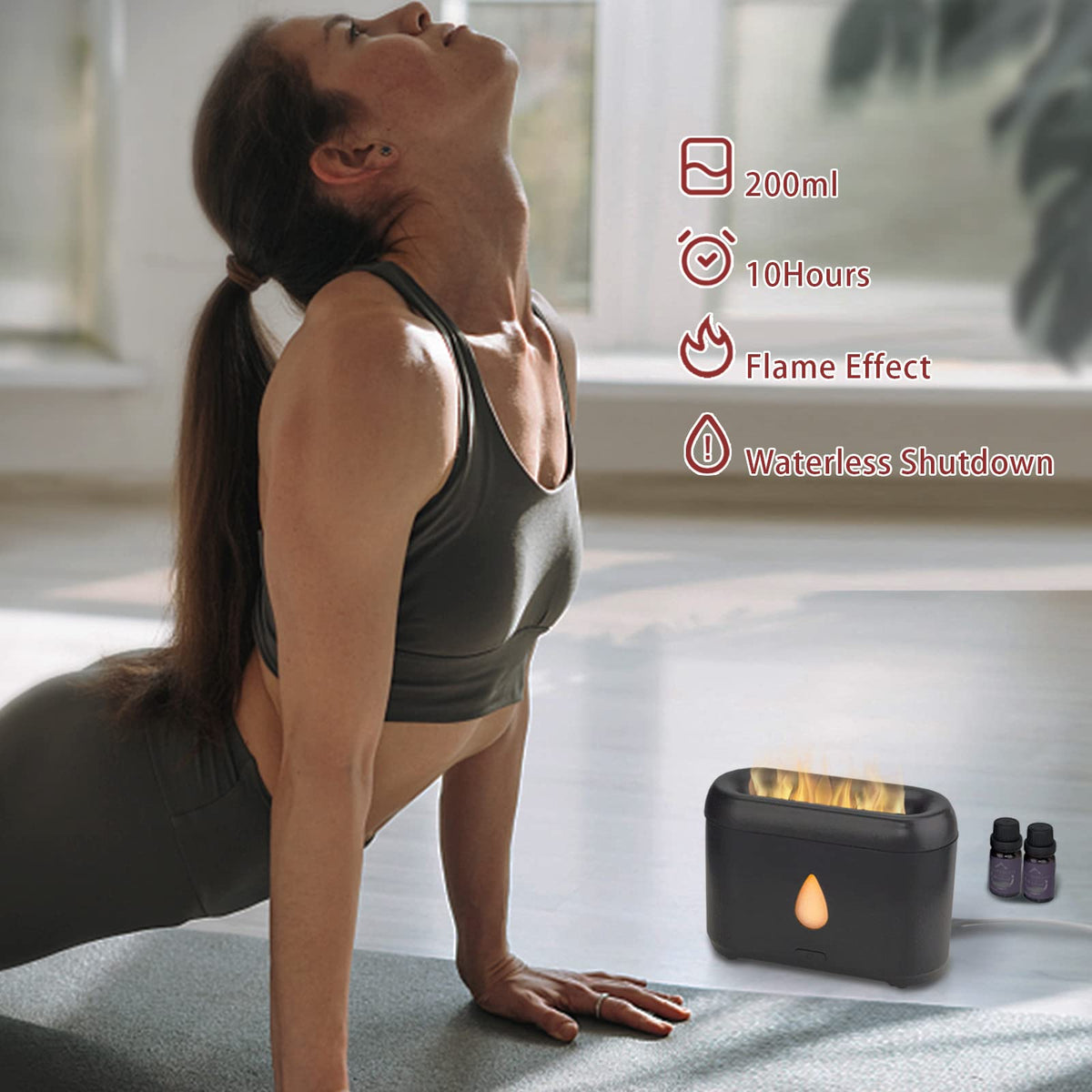 Flame Diffuser for Essential Oils (Black) PhimuezlBuy Supplements Australia