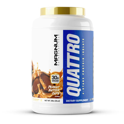 Magnum Nutraceuticals Quattro -, Peanut Butter Cups, 2LB - May Support Muscle Growth & Recovery