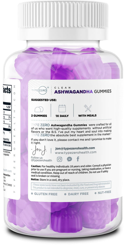 Type Zero Ashwagandha Gummies 1,200mg, 60 Gummies - Ashwagandha Herbal Extract Supplement - 30 Servings, Gluten Free, Non-GMO Type ZeroBuy Supplements Australia