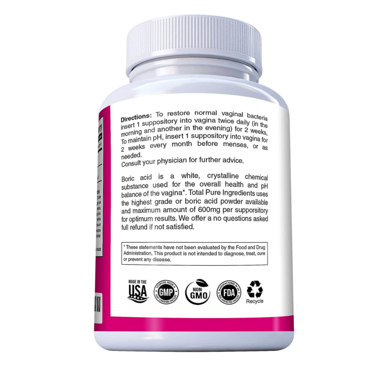PURE PLANT HOME Boric Acid Suppositories Nature's Harmony 30 Count 600 mg 100% Pure Made in USA N'moreBuy Supplements Australia