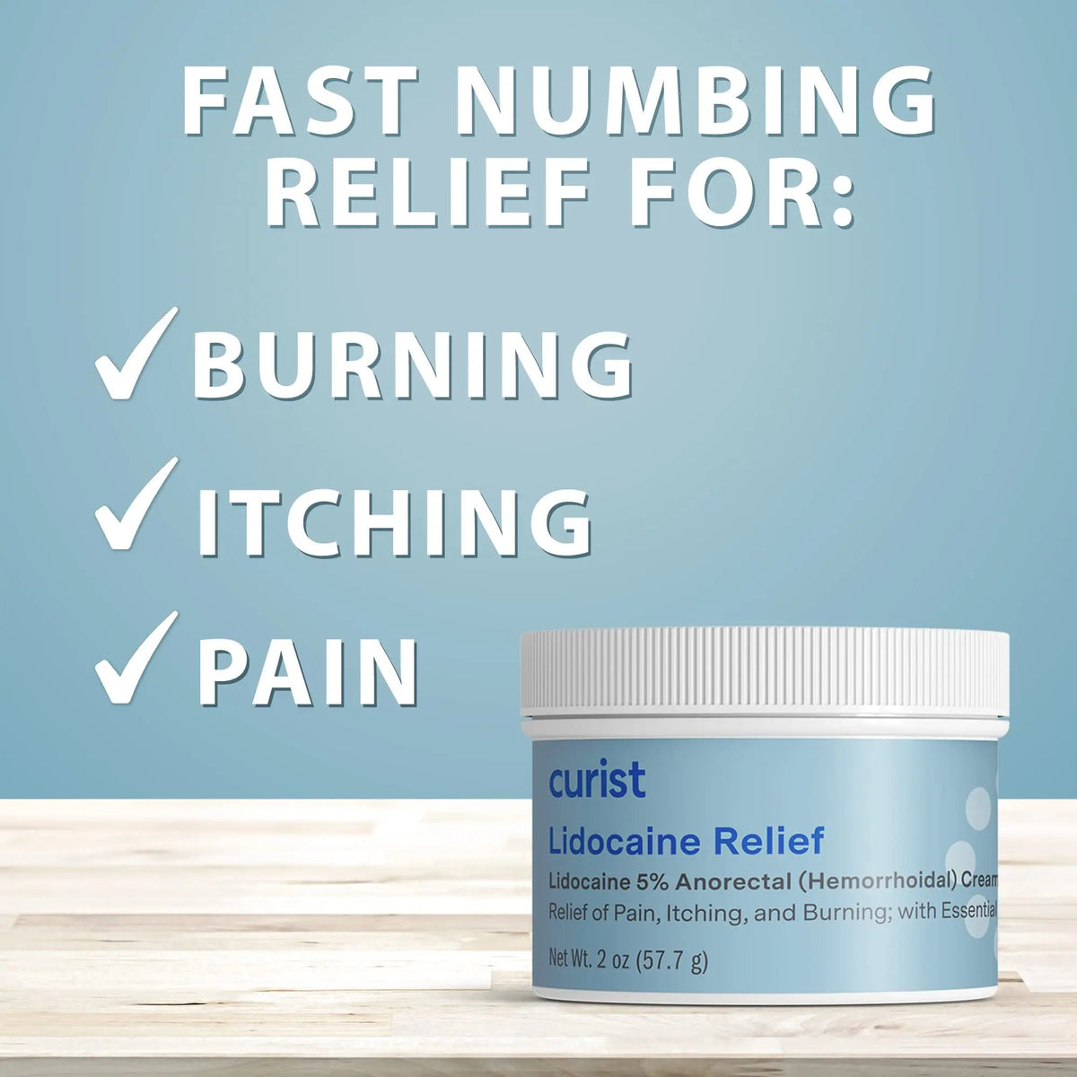 Curist 5% Lidocaine Cream Pain Relief - Numb Quickly & Effectively with 5% Lidocaine Numbing Cream for Anorectal Use - (1 Pack - 2 oz Jar) CuristBuy Supplements Australia