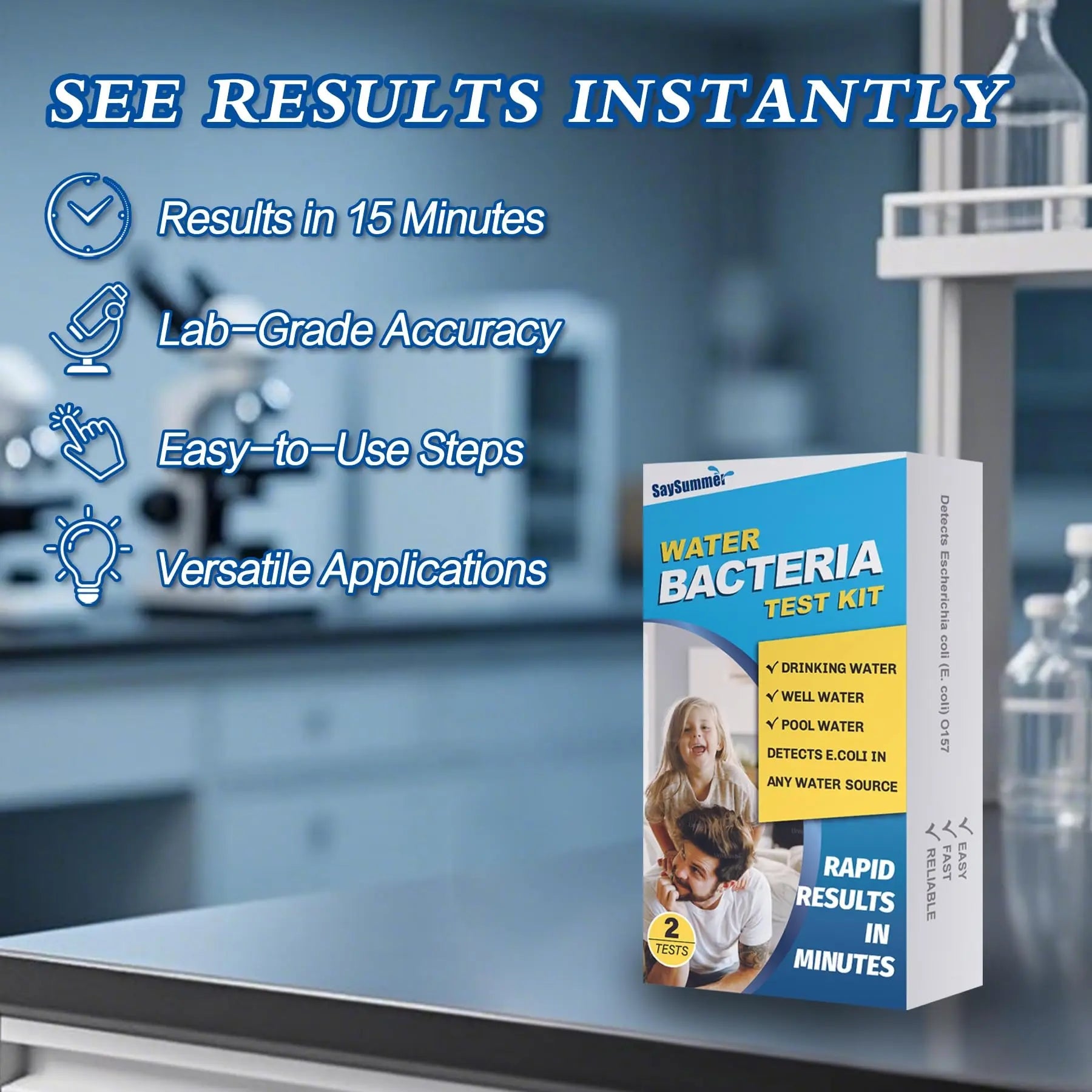 Water Bacteria Test Kit for Drinking Water: Results in 15 Minutes Coliform Bacteria Water Test Kit 2 Counts for Any Water Source Including Well Water Pool Water SaySummerBuy Supplements Australia