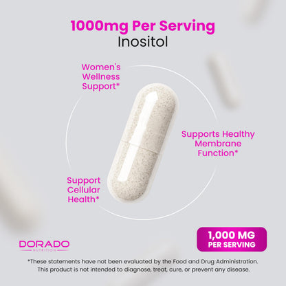 Inositol Capsules (Myo Inositol) (1000mg Per Serving 120 Capsules) Myo Inositol Supplement for Women Hormone Balance Support - Vegan Safe - Third Party Tested - Gluten Free & Made in USA (120 Count) DORADO NUTRITIONBuy Supplements Australia