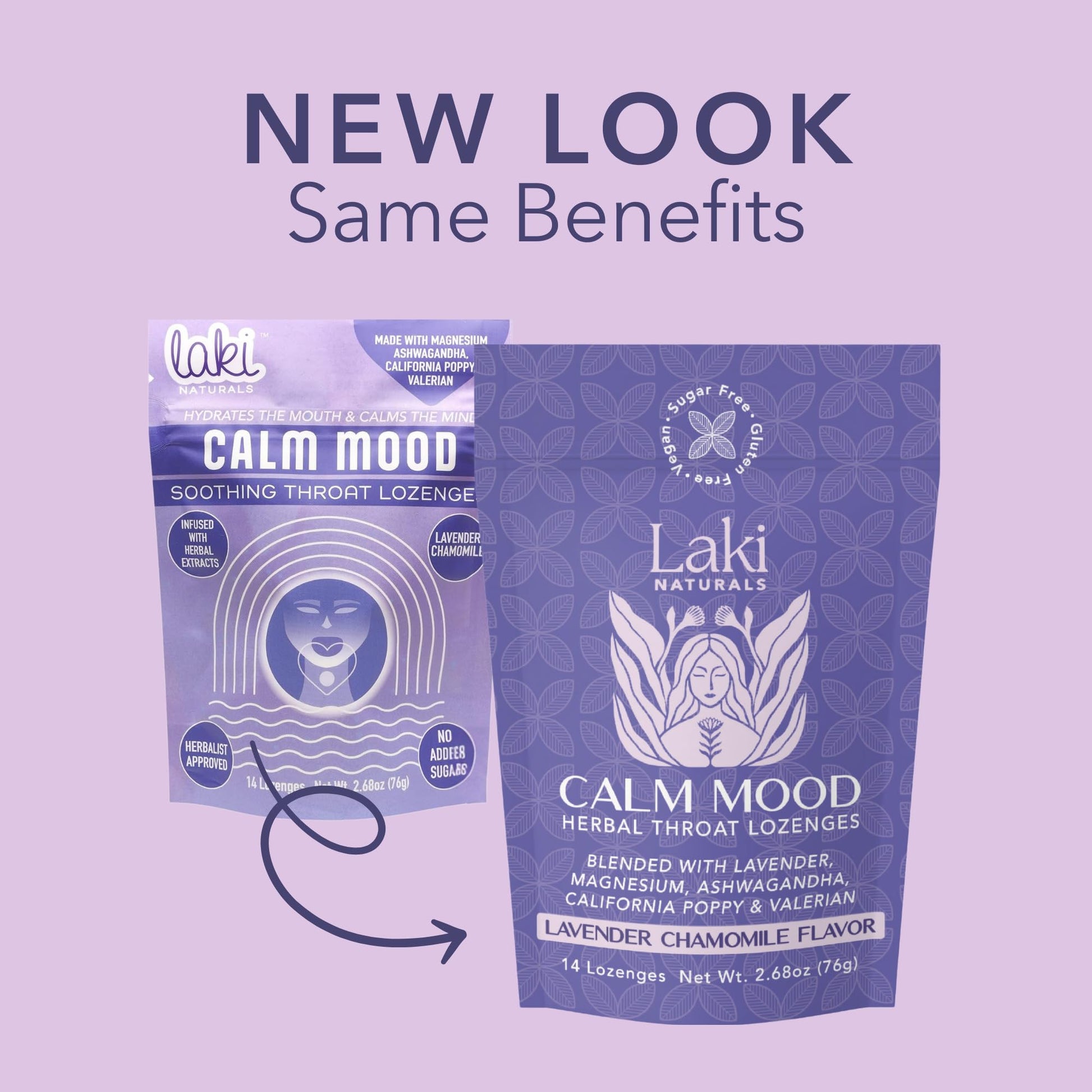 Laki Naturals Lavender Chamomile Calm Mood Functional Herbal Lozenges (14ct) Throat & Calming Hard Candies with Magnesium, Ashwagandha, California Poppy & Valerian. Vegan, Sugar Free, Gluten Free Laki Naturals buy supplements Au
