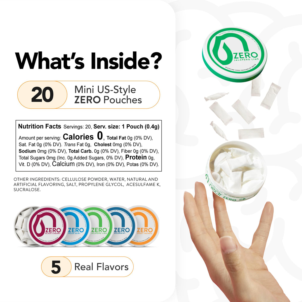 Nectr Energy Zero Pouches - No Caffeine, No Sugar, Zero Calories Mini Pouches for Oral Fixation and Stress Relief - 4 Pucks of 20 - Sweet Mango Flavor NectrBuy Supplements Australia