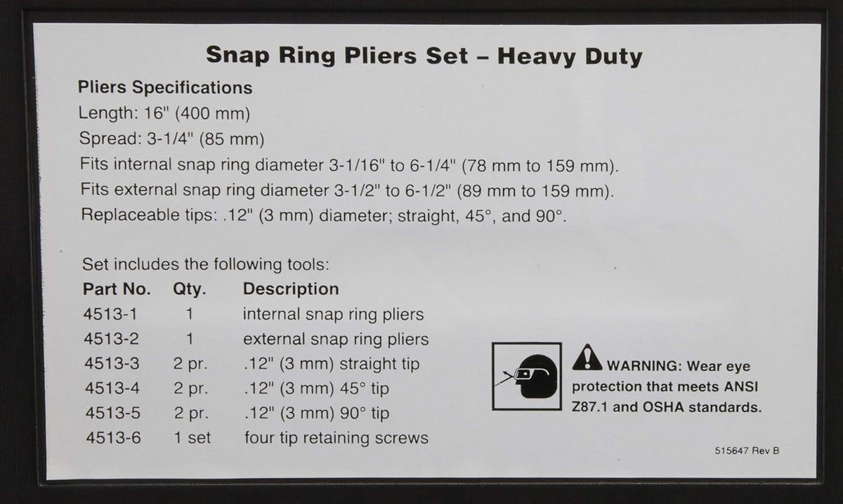 OTC 4513 Heavy-Duty 2-Piece Internal and External Snap-Ring Pliers Set