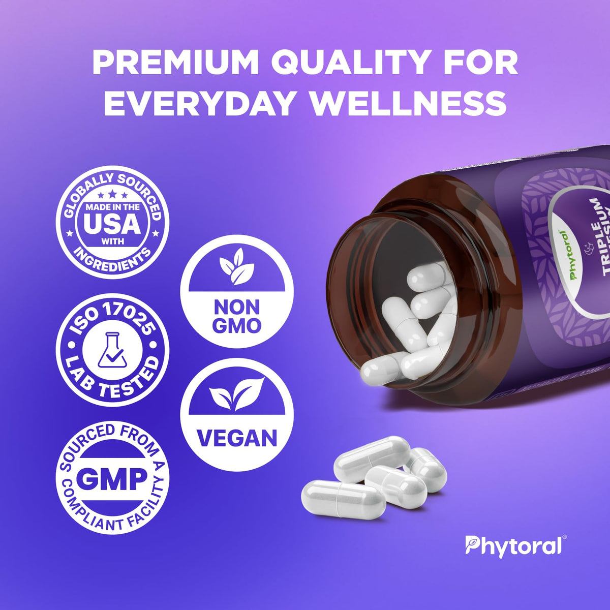 Highly Potent Magnesium Complex Capsules - Triple Magnesium Blend with Taurate Glycinate and Malate - 400mg Supplement Supports Relaxation & Overall Wellness Non-GMO Vegan - 90 Count PhytoralBuy Supplements Australia