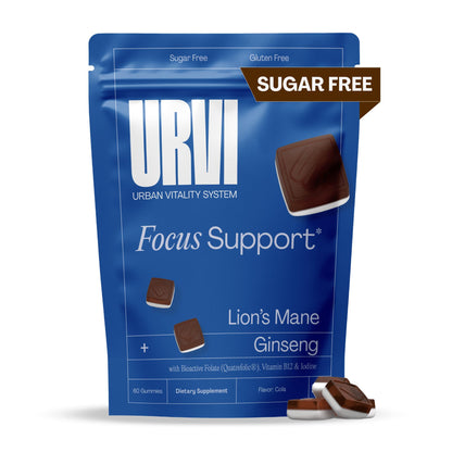 URVI 1500mg Lion's Mane Gummies with Ginseng, Folate 5-MTHF, B12 & Iodine – Focus Nootropic Brain Supplement Boosts Memory, Focus & Energy – Sugar-Free – Cola Flavor – 60 Count URVIBuy Supplements Australia