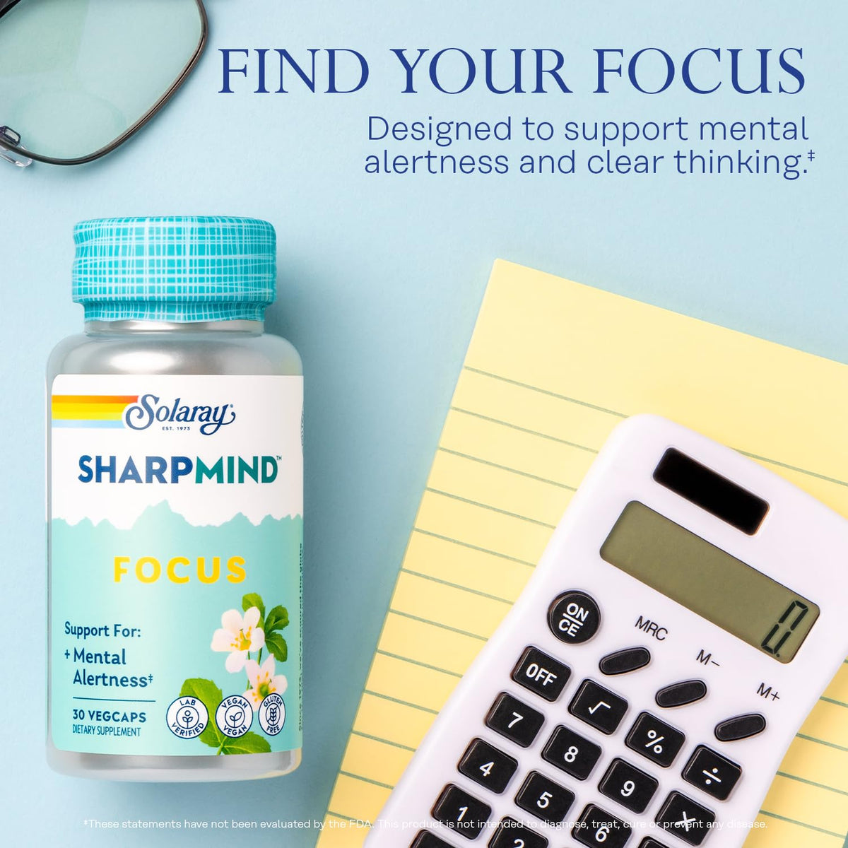 SOLARAY SharpMind Focus, Mental Alertness Nootropic Supplement, Memory Support, Each Capsule with Cognizin Citicoline, Vegan, 60 Day Money Guarantee, 30 Serv 30 Vegetarian Capsules Pills SOLARAYBuy Supplements Australia