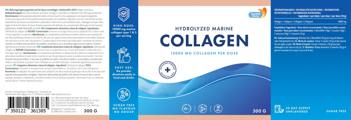100% Marine Collagen Powder 300g I Pure Hydrolyzed Collagen Powder (Type I & III) Swedish NutraBuy Supplements Australia