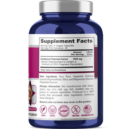 NusaPure Caralluma Fimbriata 1600mg - 180 Veggie Capsules (Non-GMO, Vegan) NusaPureBuy Supplements Australia