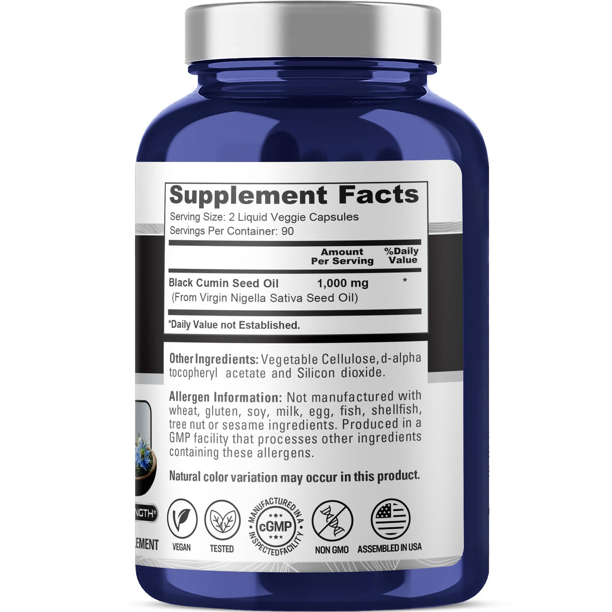 NusaPure Black Seed Oil 1,000 mg per Serving 180 Softgel Capsules (Non-GMO, Vegetarian & Vegan) Cold-Pressed Virgin Nigella Sativa. Hexane Free NusaPureBuy Supplements Australia