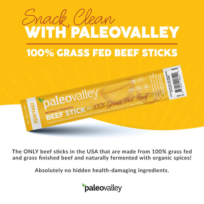 Paleovalley 100% Grass Fed Teriyaki Beef Sticks - Delicious Gluten Free Beef Snack - High Protein Keto Friendly PaleovalleyBuy Supplements Australia