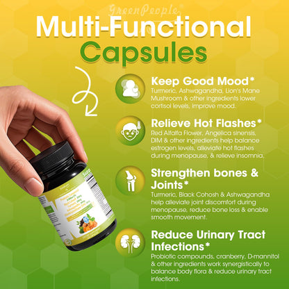 GREENPEOPLE Menopause Supplements for Women - Black Cohosh & Ashwagandha for Hot Flashes, Night Sweats, Mood Swings, Hormonal Balance Support,10 Billion CFU Probiotic - 120 Capsules Vegan Gluten-Free GREENPEOPLEBuy Supplements Australia