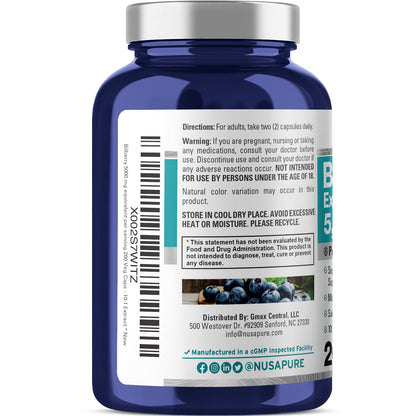 NusaPure Bilberry Extract 5,000mg 200 Vegetarian caps (Non-GMO, Vegan) NusaPureBuy Supplements Australia
