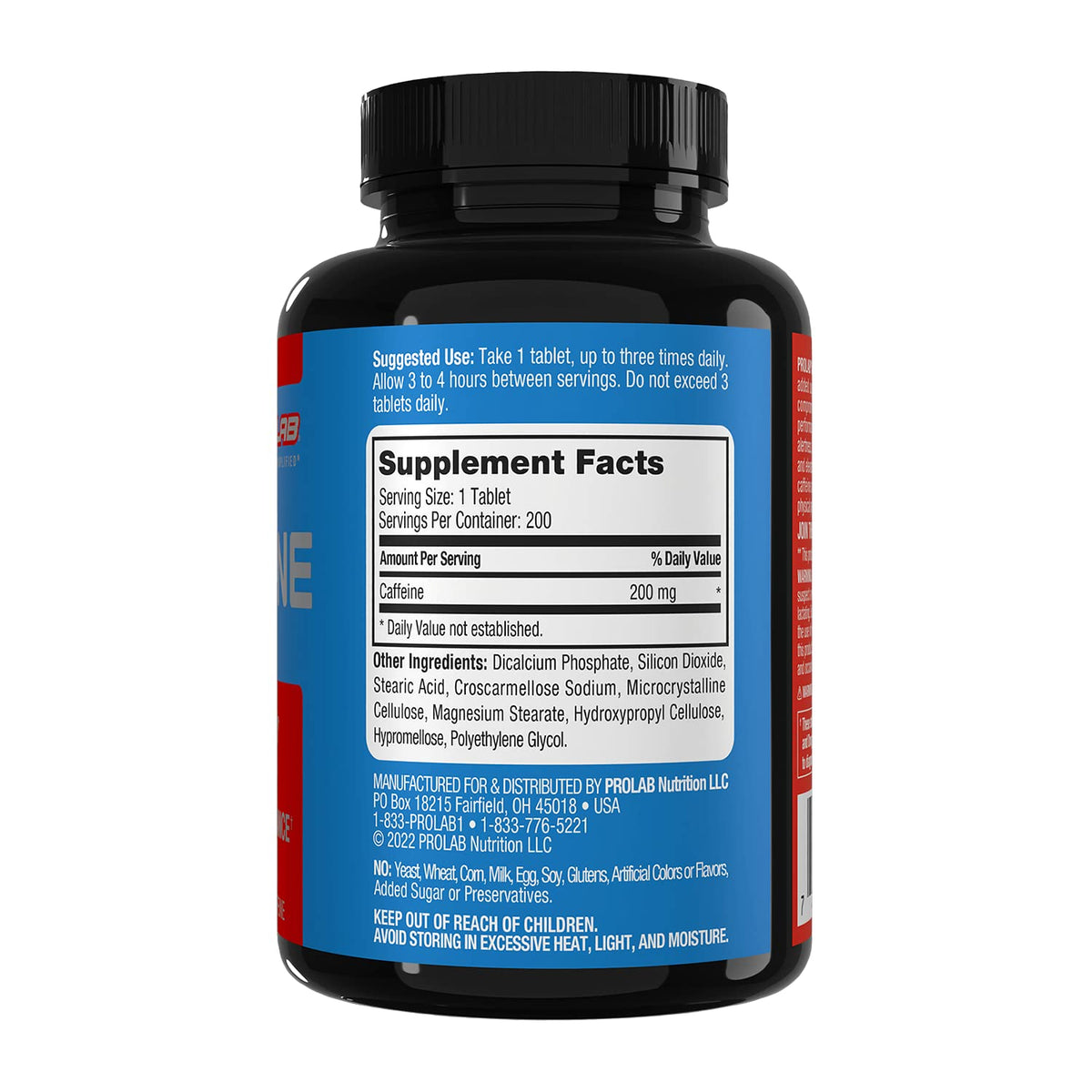 ProLab Caffeine Tablets 200mg - 200ct | Energy Support, Helps Enhance Endurance & Mental Focus, Reduce Fatigue, Pre-Workout, Extra Strength ProLabBuy Supplements Australia