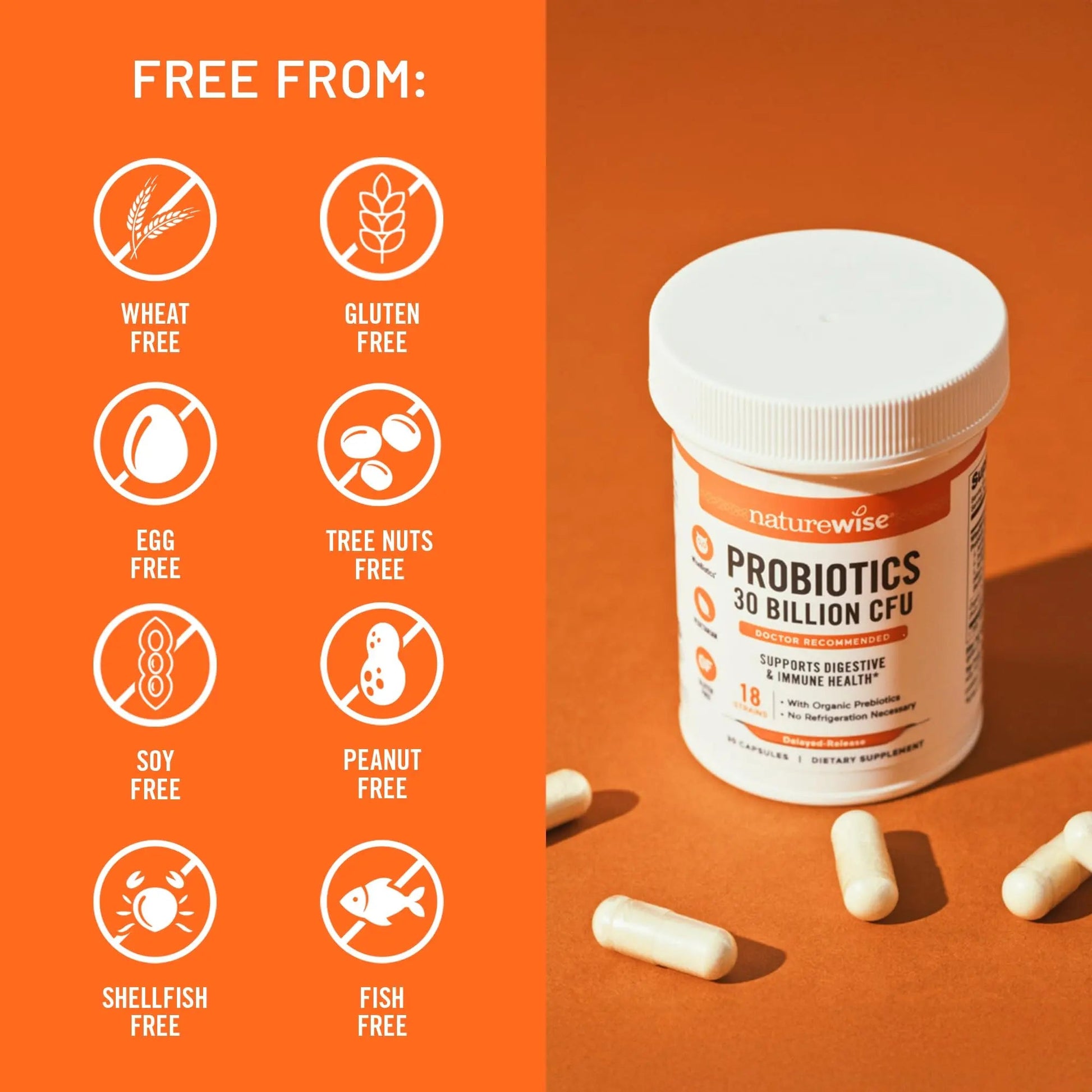 NatureWise Max Probiotics for Women & Men - 30 Billion CFU 18 Strains With Prebiotics - For Gut & Digestive Health - Delayed-Release Capsules, Gluten Free - 60 Capsules[2-Month Supply] NatureWise buy supplements Au