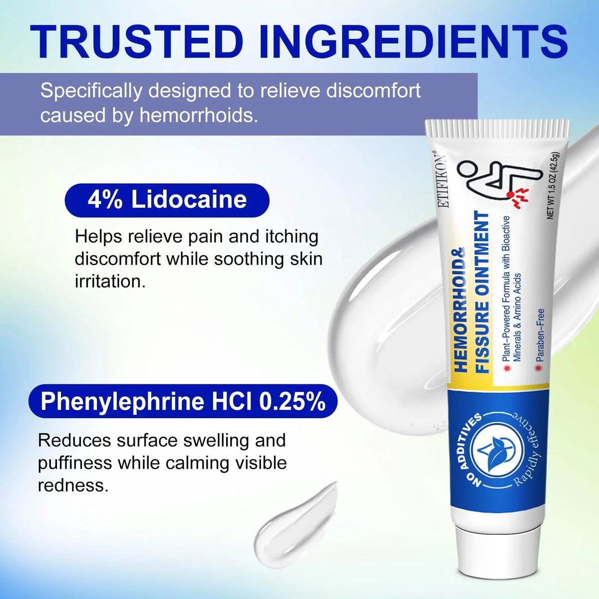 ETIFIKON Hemorrhoid & Fissure Ointment with 4% Lidocaine & Phenylephrine HCI – 42.5g Comforting Care Cream for Internal & External Areas – Helps Soothe Irritation & Support Daily Comfort (1 Pack) ETIFIKONBuy Supplements Australia