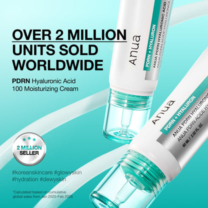 Anua PDRN Hyaluronic Acid 100 Moisturizing Cream, Lightweight, Non-Greasy Hydrating Face Moisturizer with Salmon DNA