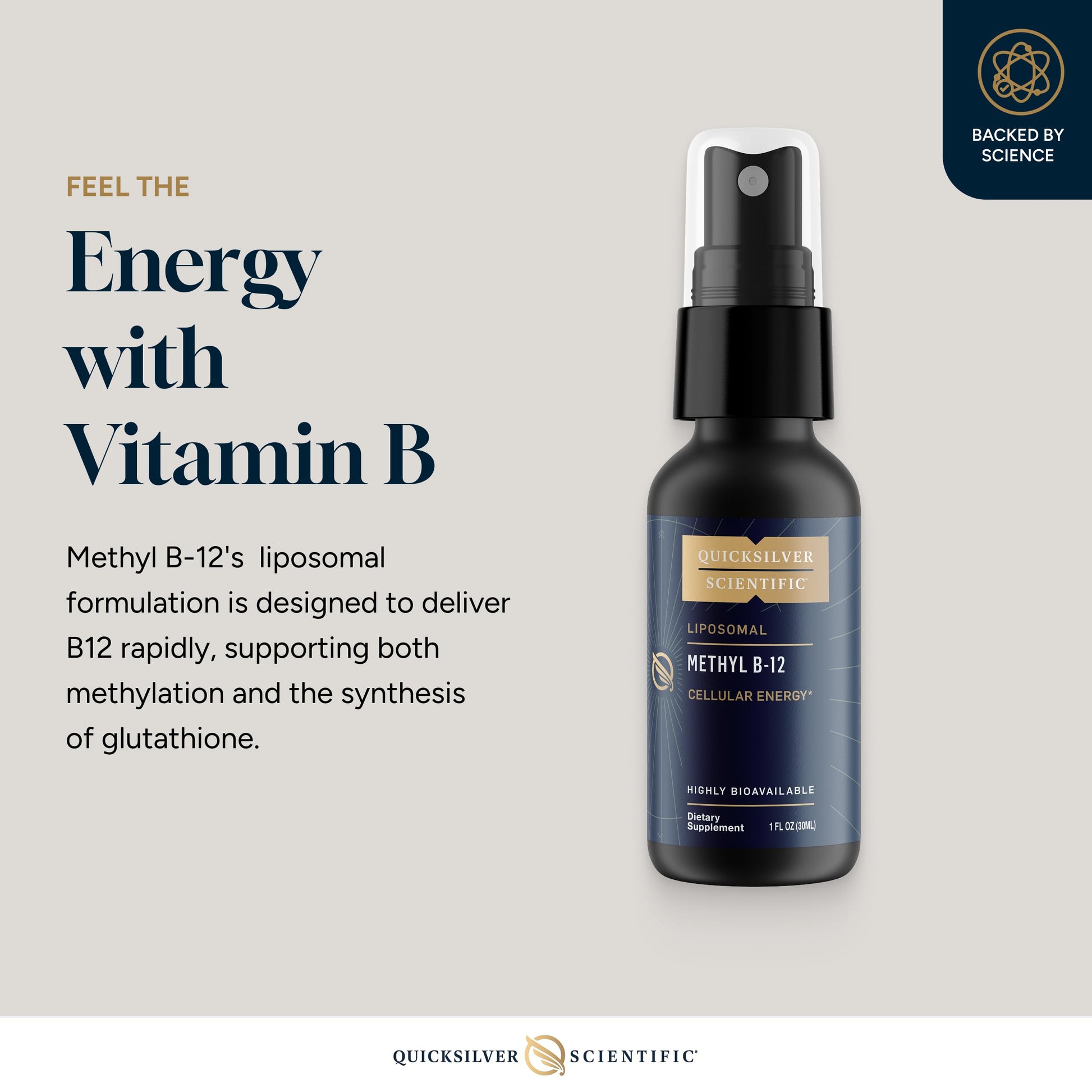 Quicksilver Scientific Methyl B12-1000mcg Vitamin B12 as Methylcobalamin - with Nano Technology for Superior Absorption - Supportive Energy Supplement (30ml / 90 Servings) Quicksilver ScientificBuy Supplements Australia