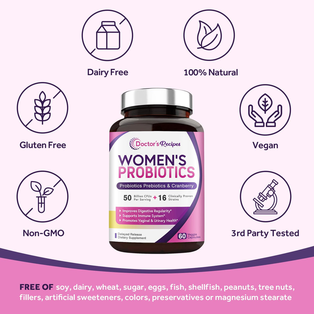 Doctor's Recipes Women’s Probiotic, 60 Caps 50 Billion CFU 16 Strains, with Organic Doctor's RecipesBuy Supplements Australia