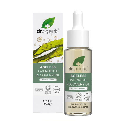 Dr. Organic Ageless Overnight Recovery Oil with Seaweed | Smoothing and Plumping, Maximum Hydration for All Skin Types, Dermatologically Tested, Certified Organic, Paraben & SLS-Free, 30 mL / 1 fl oz Dr. Organic buy supplements Au