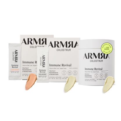 ARMRA Colostrum™ Premium Powder, Grass Fed, Gut Health Bloating Immunity Skin & Hair, Contains 400+ Bioactive Nutrients, Keto, Gluten & Fat Free (Blood Orange, Unflavored Bundle | 180 Servings) ARMRABuy Supplements Australia