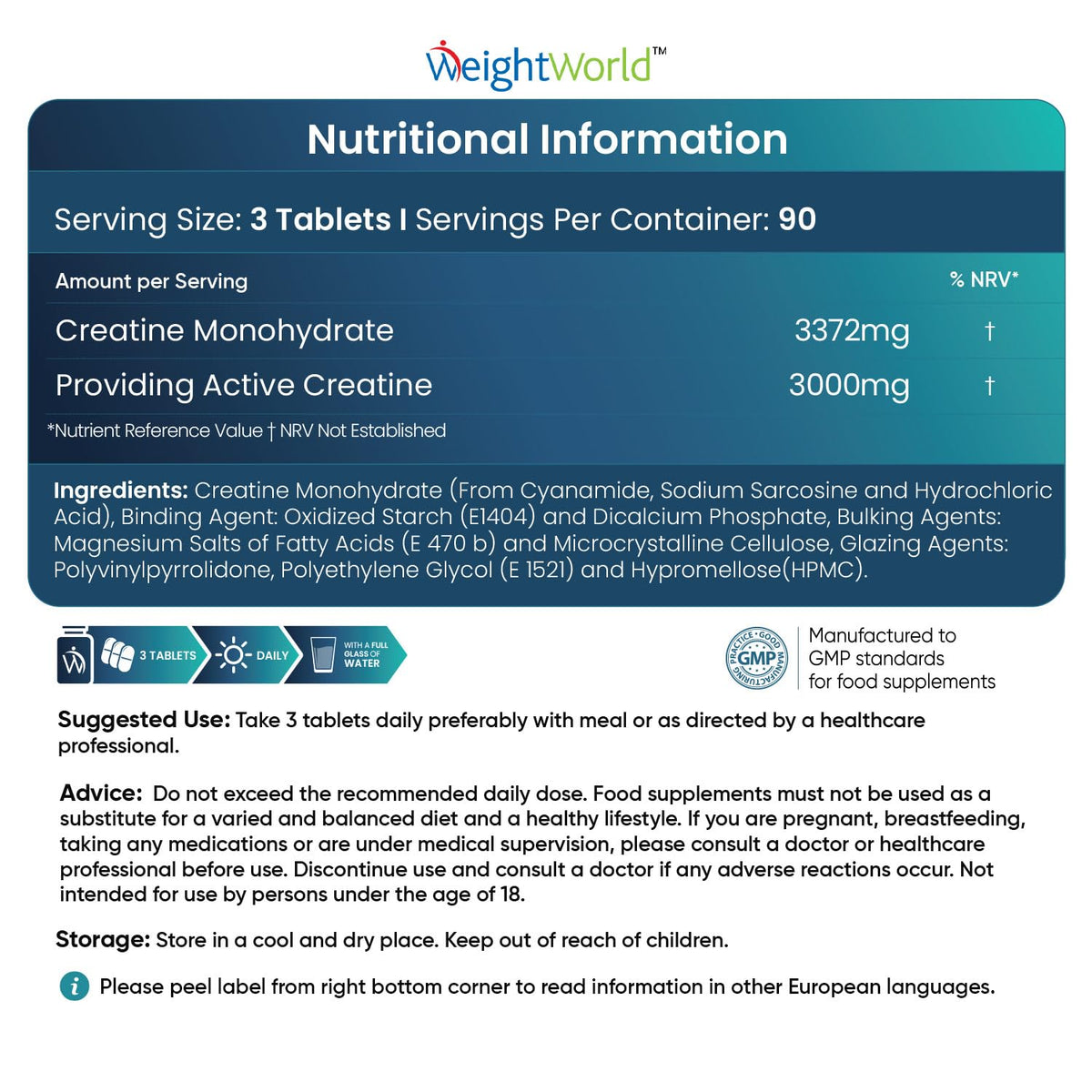 Creatine Monohydrate 3000mg - 270 Tablets - Gym Energy Supplement for Men & Women WeightWorldBuy Supplements Australia