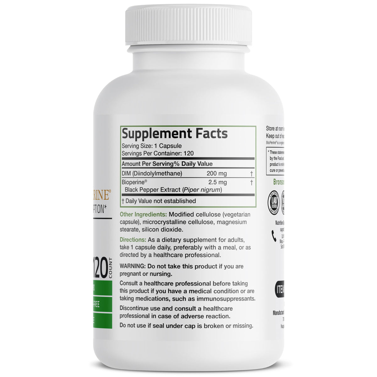 Bronson DIM Supplement 200 MG Diindolymethane with BioPerine for Enhanced Absorption, Estrogen Metabolism & Maintains Balanced Hormone Levels, 120 Vegetarian Capsules BronsonBuy Supplements Australia