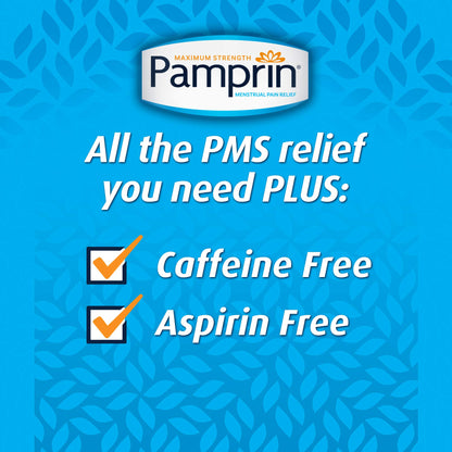 Pamprin Multi-Symptom Formula, with Acetaminophen, Menstrual Period Symptoms Relief including Cramps, Pain, Irritability and Bloating, 40 Caplets (Pack of 5) PamprinBuy Supplements Australia