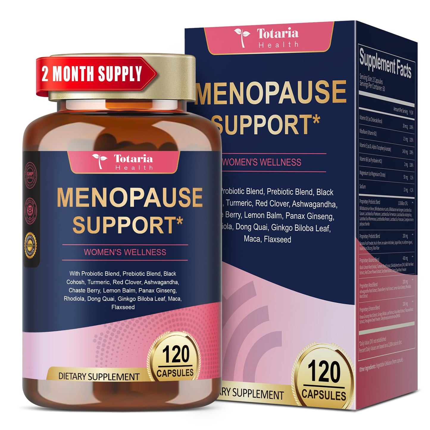 40-in-1 Menopause Supplements for Women, Multibenefit & Complete Black Cohosh for Hot Flashes, Night Sweats & Hormone Balance, w/ Probiotics, DIM, Vitex, Dong Quai, Red Clover and More, 120 Vegan Caps Totaria buy supplements Au