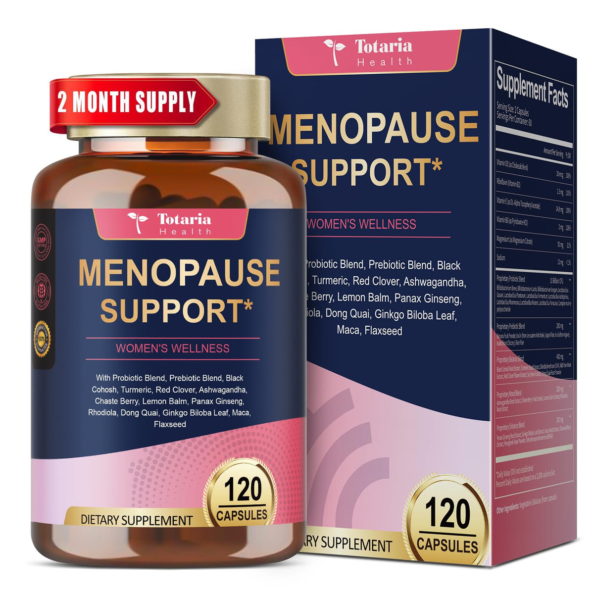 40-in-1 Menopause Supplements for Women, Multibenefit & Complete Black Cohosh for Hot Flashes, Night Sweats & Hormone Balance, w/ Probiotics, DIM, Vitex, Dong Quai, Red Clover and More, 120 Vegan Caps TotariaBuy Supplements Australia