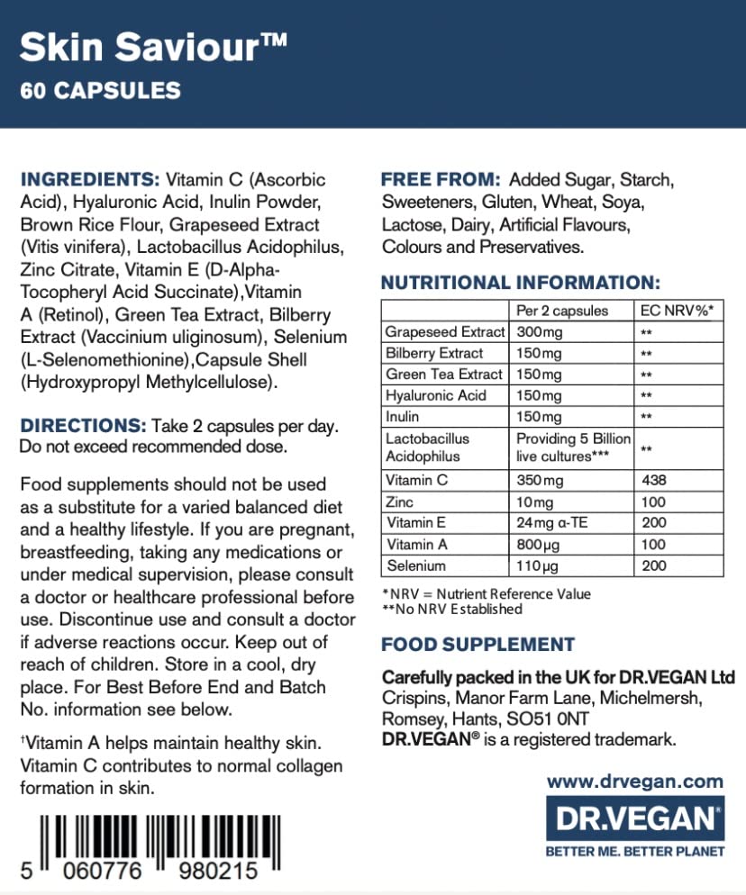 DR.VEGAN Skin Saviour | Fuel Collagen Naturally | Collagen Alternative | 60 Capsules dr veganBuy Supplements Australia