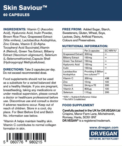 DR.VEGAN Skin Saviour | Fuel Collagen Naturally | Collagen Alternative | 60 Capsules dr veganBuy Supplements Australia