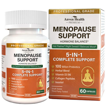 Anven Health Menopause Supplements for Women, Vitamin D3 & B6, Menopause Relief Probiotics Supports Hot Flashes, Night Sweats, Bloating & Gut Health with Black Cohosh, Herbs, Collagen | 60 Veggie Caps Anven HealthBuy Supplements Australia