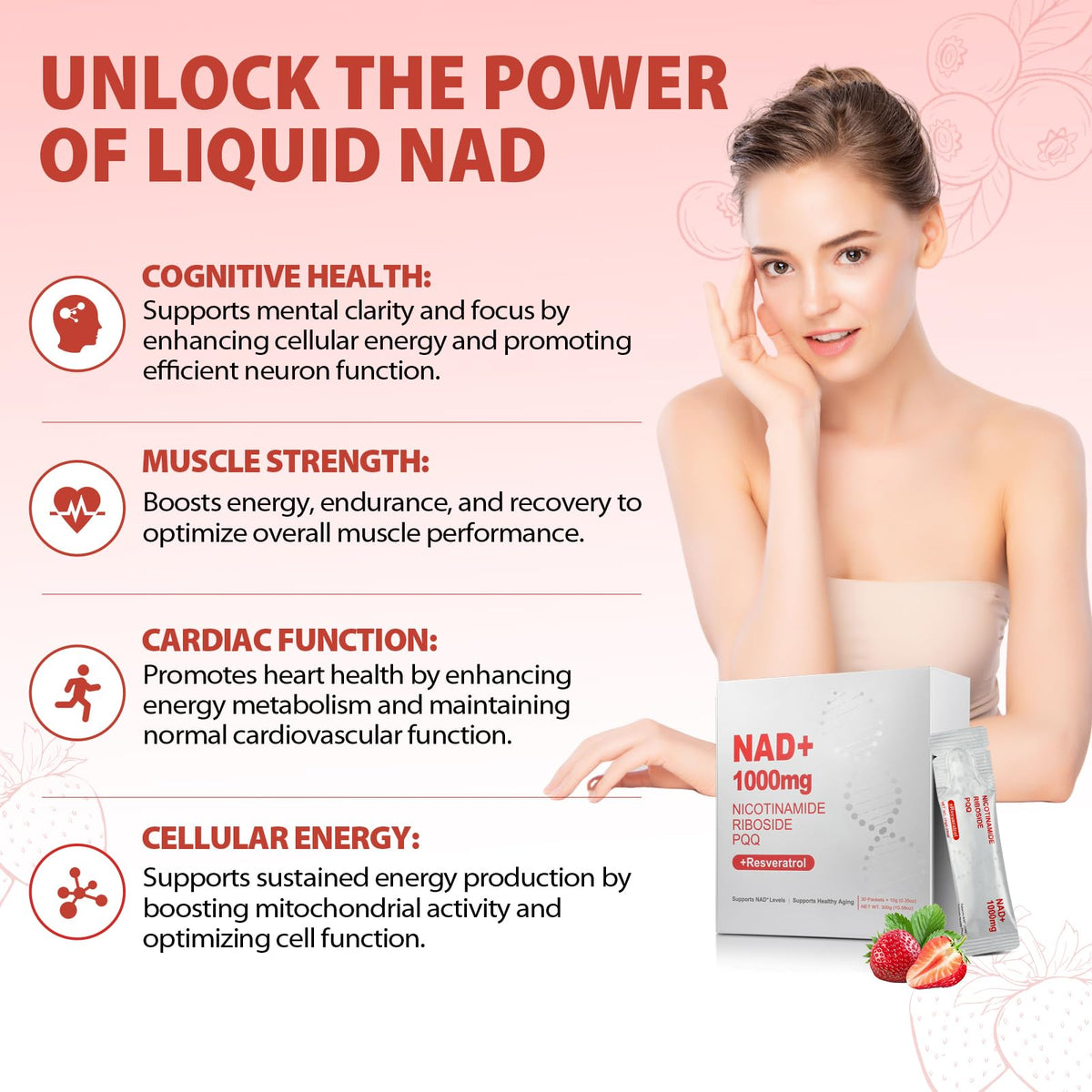 ZOROAHER 1000mg High-Potency NAD+ Liquid Supplement, Nicotinamide Riboside & Resveratrol with PQQ, Boosts Cellular Energy, Focus & Healthy Aging - 1 Pc ZOROAHERBuy Supplements Australia