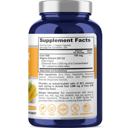 NusaPure Corn Silk Extract 3,000 mg per Caps - 200 Veggie Caps (100% Vegetarian, Non-GMO, Extract 20:1, Vegan) NusaPureBuy Supplements Australia