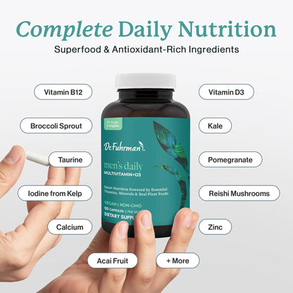 Dr. Fuhrman 2 Month Supply Multivitamin for Men + D3 Vitamin for Immune Support | Vegan Formula Womens Multivitamin with B12 & Zinc | Dr. Fuhrman