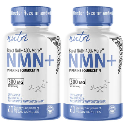 NMN Supplement 300mg NAD Supplement - (2 Pack) Nutri Ultra High Absorption Stabilized NMN Nicotinamide Mononucleotide, 40% More NAD+ w/ Quercetin Phytosome & Black Pepper - mnm supplement 120 Capsules Nature's FusionsBuy Supplements Australia