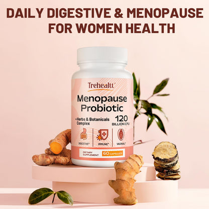 Menopause supplements for women, 120 Billion CFU Probiotic, 13-in-1 Herbs & Botanicals Complex, for Hormone Menopause, Hot Flashes, Night Sweats, Mood Swings, Sleep Disturbances, Vegan, 60 Capsules TrehealttBuy Supplements Australia
