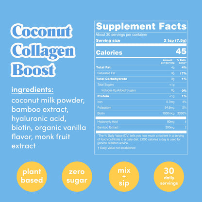 GOLDE - Collagen Boost Vegan Creamer - Vanilla Cream - Plant Based Collagen Supplement w/Hyaluronic Acid, Biotin, & Bamboo Extract - Supports Hair, Skin, & Nail Health - 30 Servings GOLDEBuy Supplements Australia